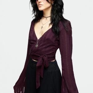 Enola Bell Sleeve Co-ord Wrap Top UK 8